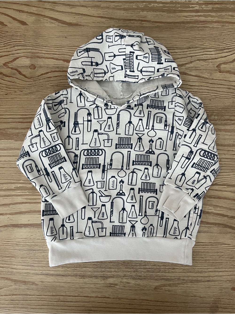 Winter Water Factory Kids' White Hoodie with Navy Science Print